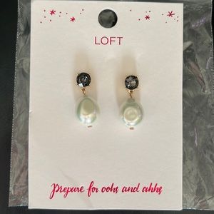 Loft pearl and rhinestone earrings